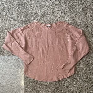 Pink rhinestone batwing sleeve sweater